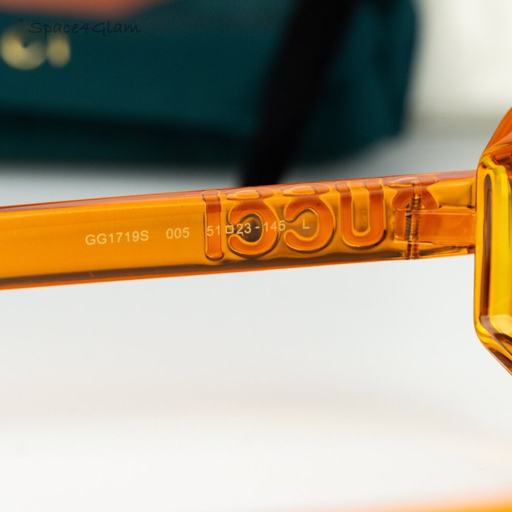 BRAND NEW Gucci GG1719S 005 Orange Grey Women Square Sunglasses GG 1719S - Picture 5 of 8
